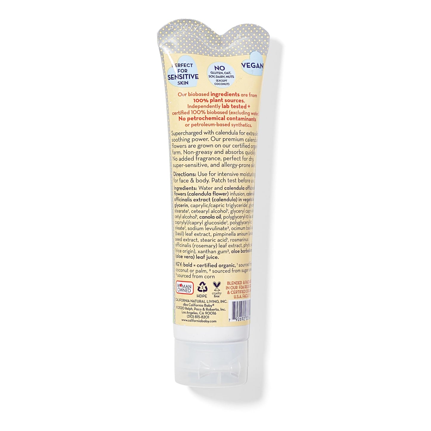 California Baby Calendula Cream (Unscented) | Soothing Baby Face Cream | 100% Plant-Based | Organic Calendula + Aloe Vera | Unsc