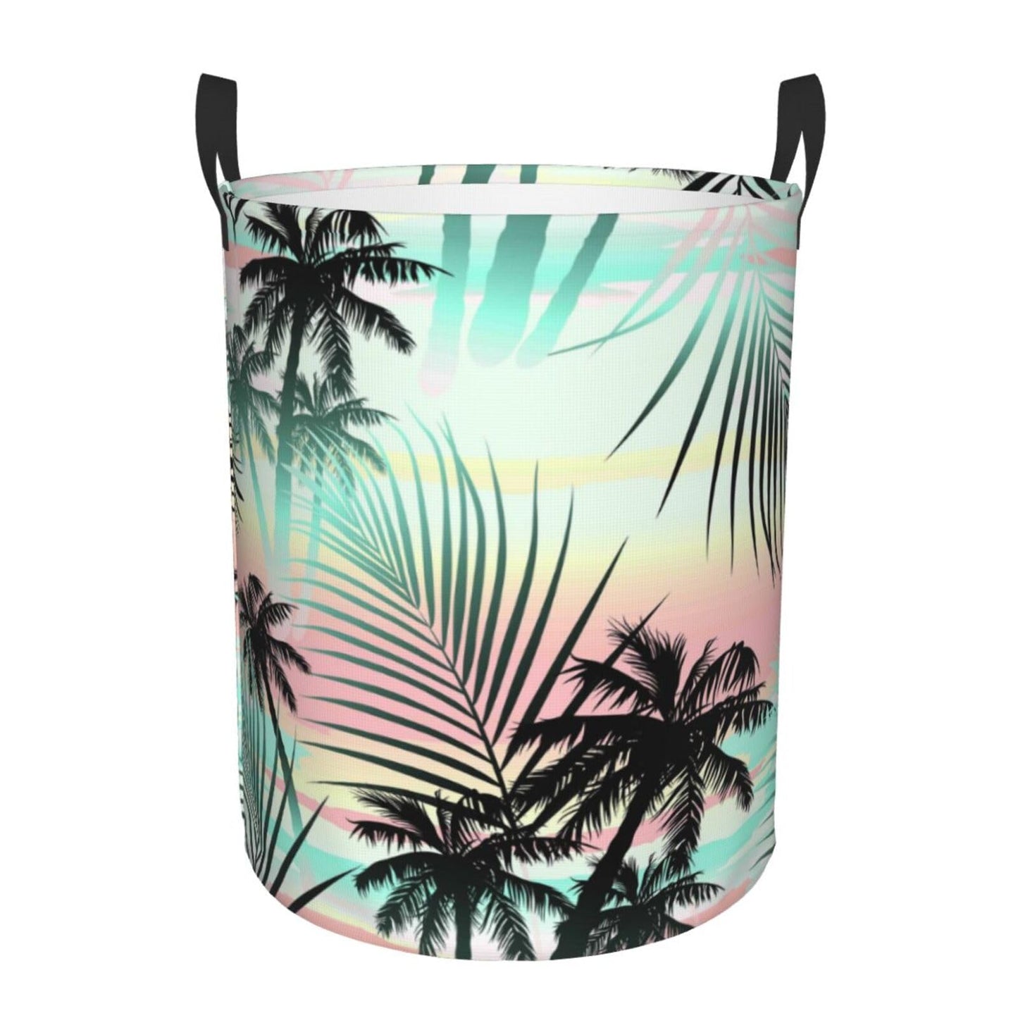 Pevtufa Tropical Summer Palm Foldable Laundry Basket Organizer,Fabric Clothes Toy Storage Basket Nursery Hamper Storage Bin For