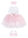 Taffy Baby Girl Newborn Pink Embroidered Princess Pageant Dress Gown 6 Piece Deluxe Set 0-3 Months