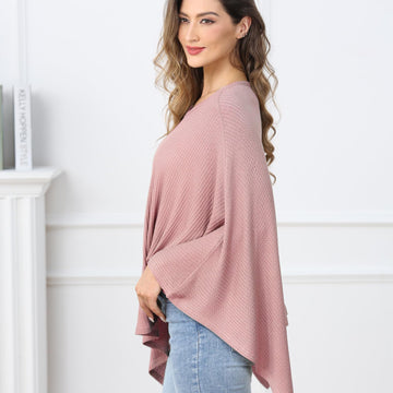 Knit Nursing Cover For Baby Breastfeeding, Cozy Swaddle, Breathable And Soft, Wide Neck With Stretch For Easy View (Pink)