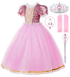 Jerrisapparel Girls Princess Costume Birthday Party Cosplay Purple Dress With Accessories (Pink With Accessories, 7)