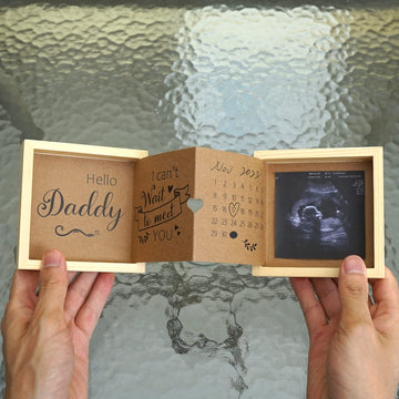 Hamuiers Pregnancy Announcement For Dad, Baby Announcements Ideas Sonogram Picture Box Wooden Keepsake Box, Dad To Be Gifts