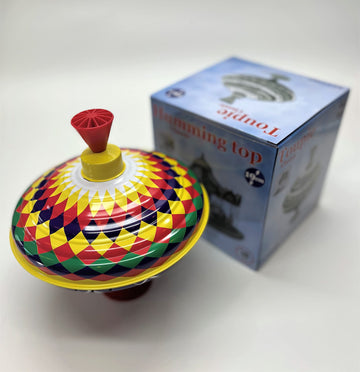 Classic Multicolored Spinning Tin Top Toy Bolz Funny Buzzing Hum Gets Louder As The Top Spins Faster 8X8X8' Ages 18 M+