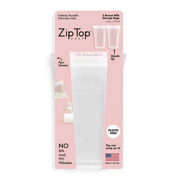 Zip Top Reusable 100% Silicone Breast Milk Storage Bags That Stand Up Stay Open And Zip Shut, Made In The Usa - Set Of 2 Bags