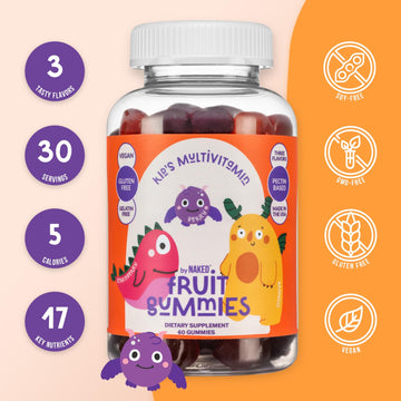 Naked Nutrition Kids Vitamin Gummies, Made In Usa, Gmo Free, Gluten-Free, Gelatin Free, Vegan, Kids Vitamins A, C, D, E, B6, B12