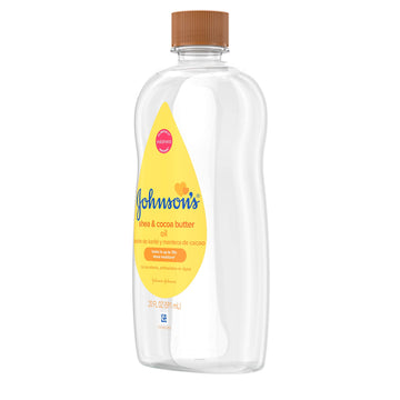 Johnson S Baby Oil, Mineral Oil Enriched With Shea & Cocoa Butter To Prevent Moisture Loss, Hypoallergenic, 20 Fl. Oz