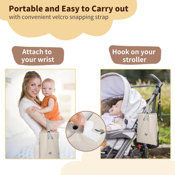 Vegan Leather Portable Changing Pad - Waterproof Compact Baby Changing Mat - Foldable Travel Diaper Changing Pad, Newborns (Oliv