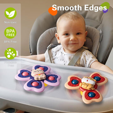Tohibee 3Pcs Animal Suction Cup Spinner Toys For 1 2 Year Old Boys Spinning Toys Baby Toys 12-18 Months Sensory Toys For Toddler