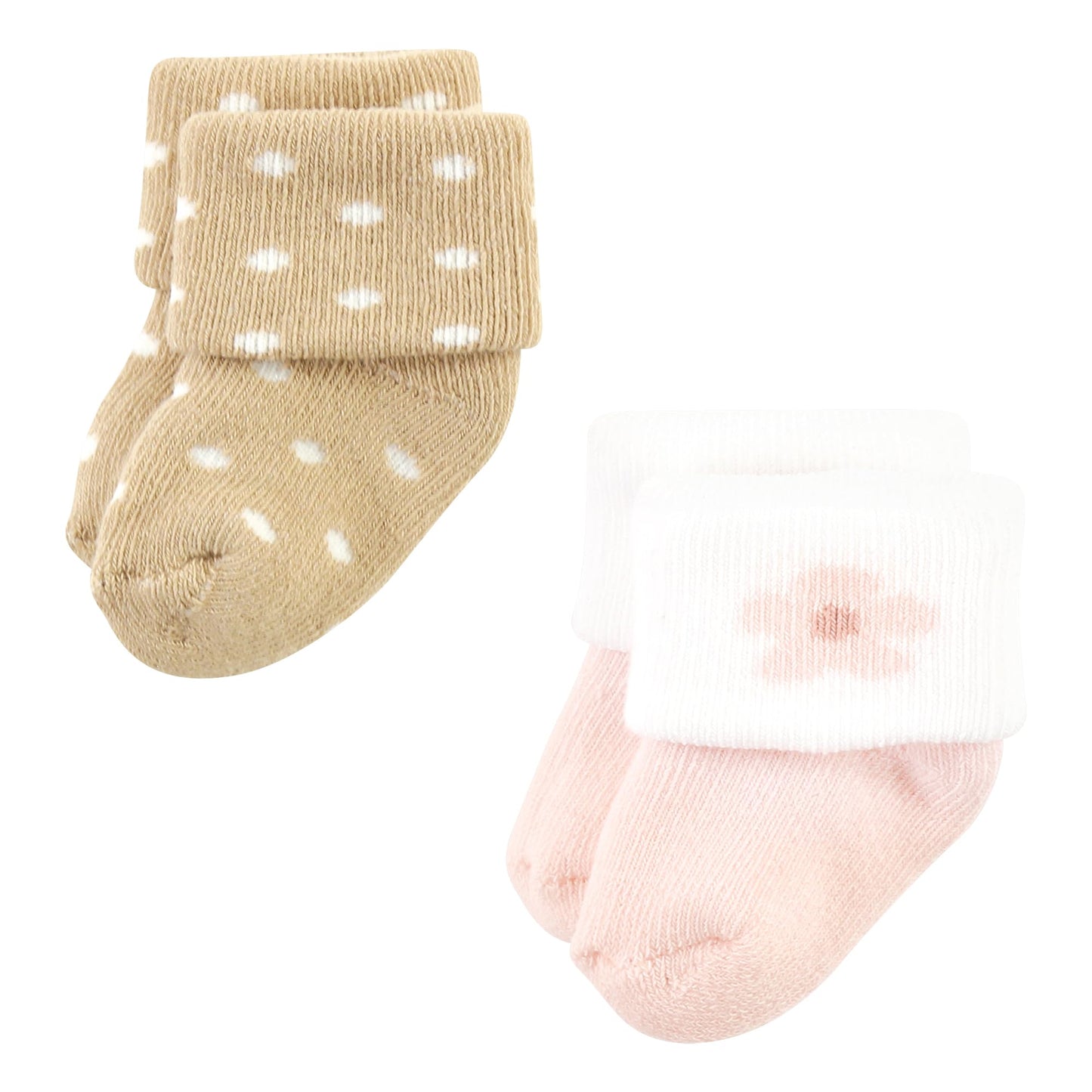 Hudson Baby Unisex Baby Cotton Rich Newborn And Terry Socks, Blush Flower, 6-12 Months