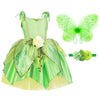 Tyhtym Tinkerbell Fairy Costumes Girls Green Fancy Dress Up Baby Kids Halloween With Butterfly Wings Headband (4-5T, Fairy)