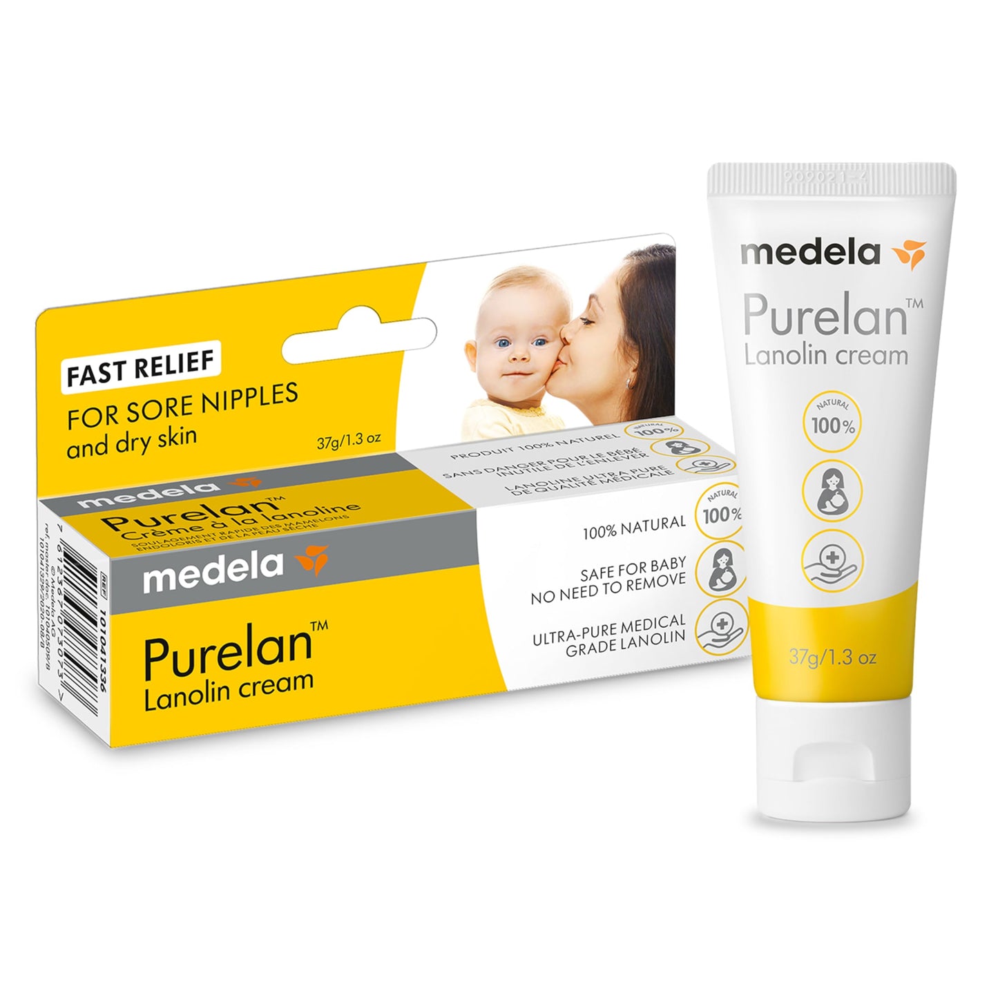 Medela Purelan Lanolin Nipple Cream, Fast Relief for Sore Nipples & Dry Skin During Breastfeeding, Safe for Breastfeeding Baby,