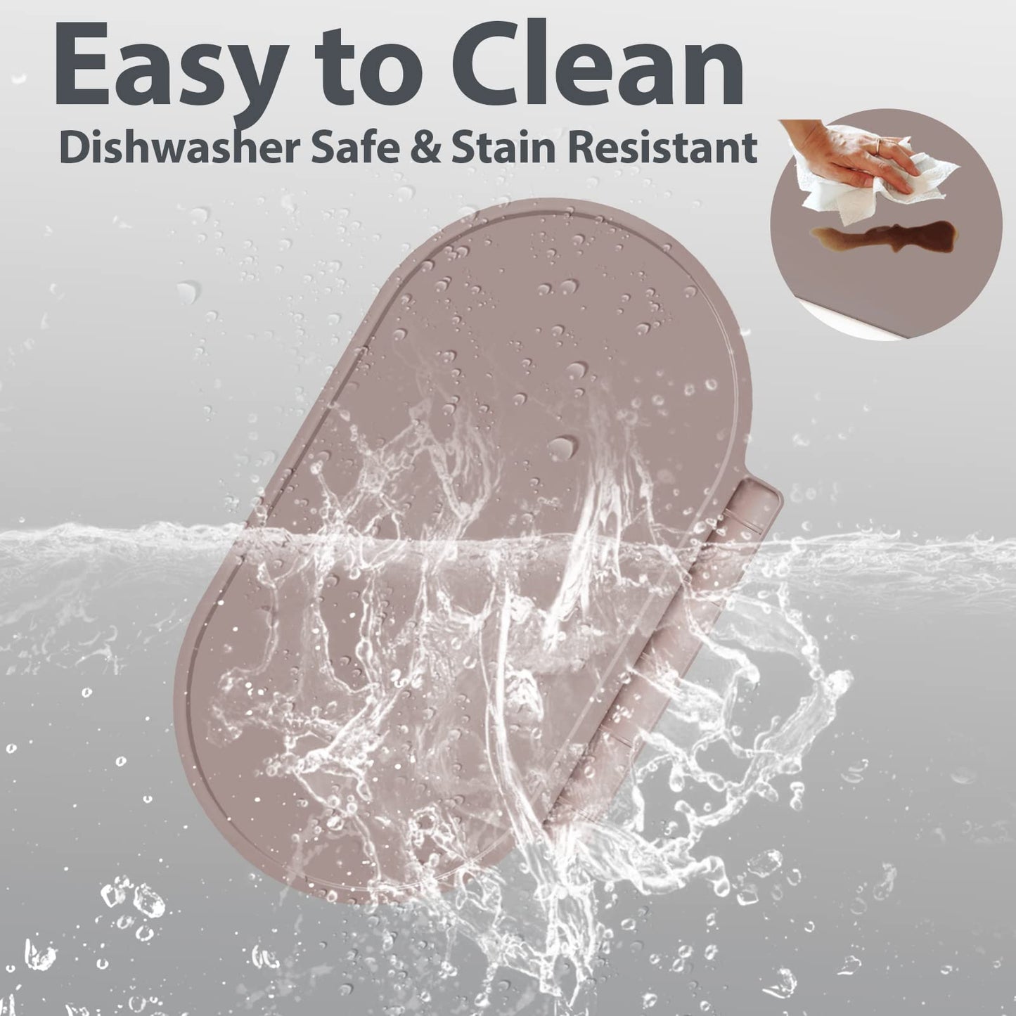 Silicone Placemat For Baby, Silicone Baby Toddlers Non-Slip Tablemats Stain Resistant Anti-Skid Reusable Dishwasher Safe Table M