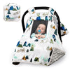 Baby Car Seat Cover, Car Carseat Canopy Boys, Minky Cozy & Warm Cover, Infant Carrier Cover With Peep Windows, Soft & Breathable