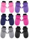 6 Pairs Waterproof Gloves Kids Winter Snow Mittens Windproof Ski Gloves for Weather Children Outdoor Activities (Solid Colors,3-
