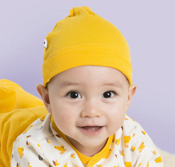 Babysoy Eco Essential 3-Piece Single Knot Beanie/Hat Set (0-6 Months, Pink)