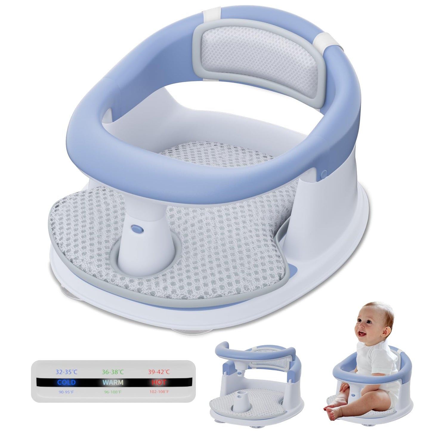 Baby Bath Seat for Babies 6 Months & Up - 360Protection Bath Seats for Babies Sitting Up | Baby Infants Bath Chair with Temperat