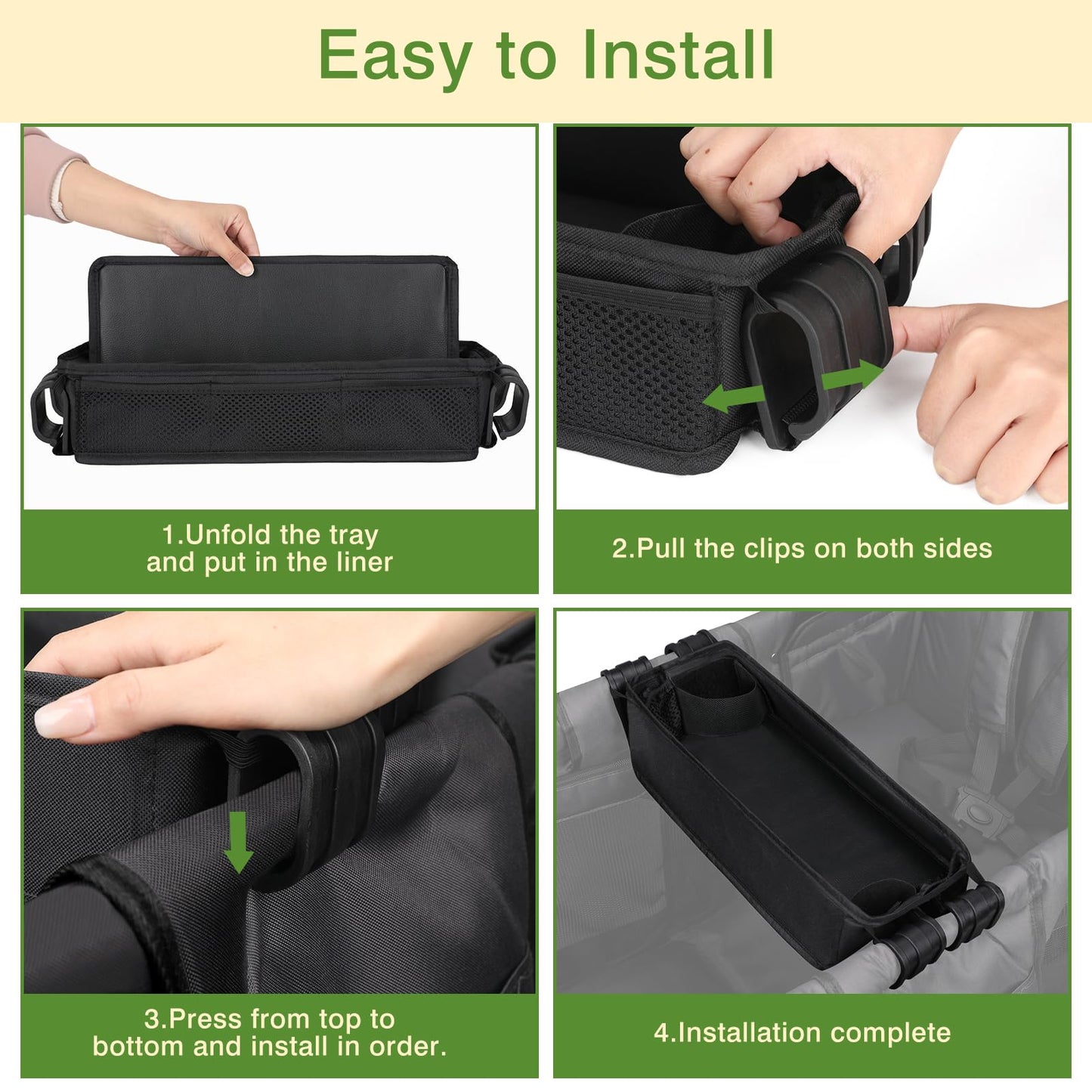 Arouy Stroller Snack Tray Attachment - Universal Stroller Snack Tray For Wonderfold Wagon W4 Accessories - Snack Tray For Kids -