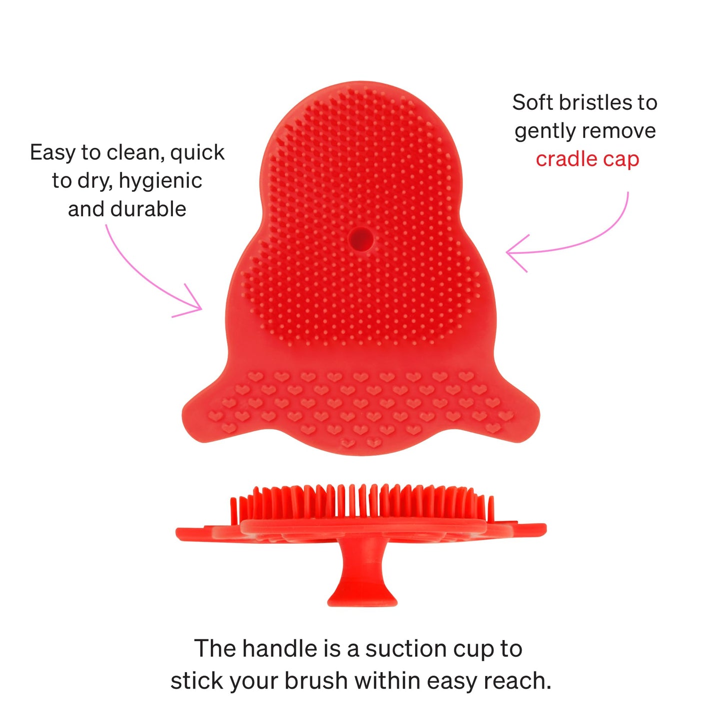 Cradle Cap Brush For Babies By Love Noobs, Baby Cradle Cap Treatment, Pack Of 2, Non-Toxic Toddler Cradle Cap Comb, With Suction