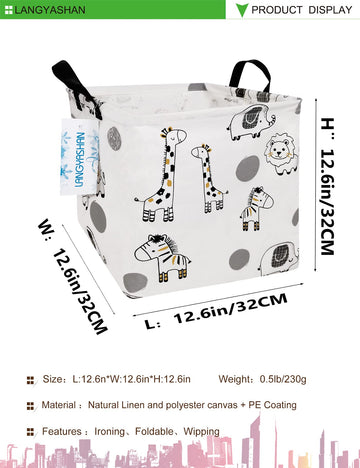 Langyashan Square Storage Baskets Waterproof Canvas Children Laundry Nursery Hamper For Shelves Gift Baskets Toy Organizer Room