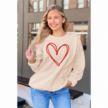 Mommy And Me Valentine'S Day Sweatshirt Love Heart Graphic Family Matching Pullover Casual Long Sleeve Shirt Tops (Mom-Apricot,