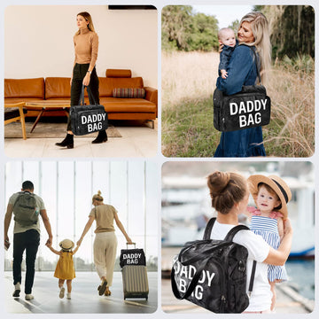 Pripher 4 In 1 Convertible Daddy Bag Backpack, Camo Black Diaper Backpack For Dad And Mom, Father 'S Bag For Hospital With Daddy