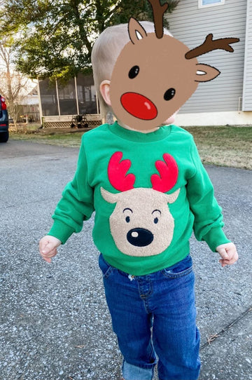 Akyzic Baby Boys Sweatshirts Christmas Reindeer Shirt Kids Fleece Crewneck Pullover Winter Warm Toddler Girls Xmas Sweaters Tops
