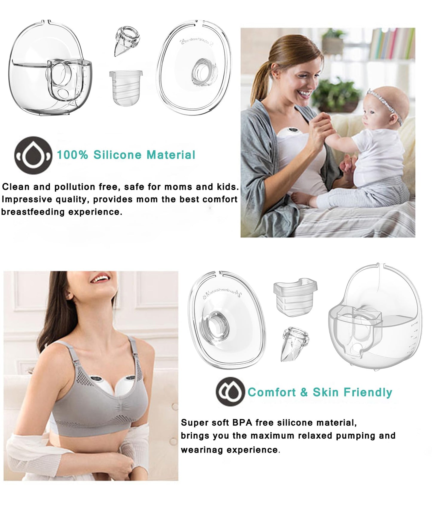 Breast Pump Parts Flange Shield 24Mm Duckbill Valve Silicone Diaphragm Milk Collector Cup Set Overall Replacement Accessories Po