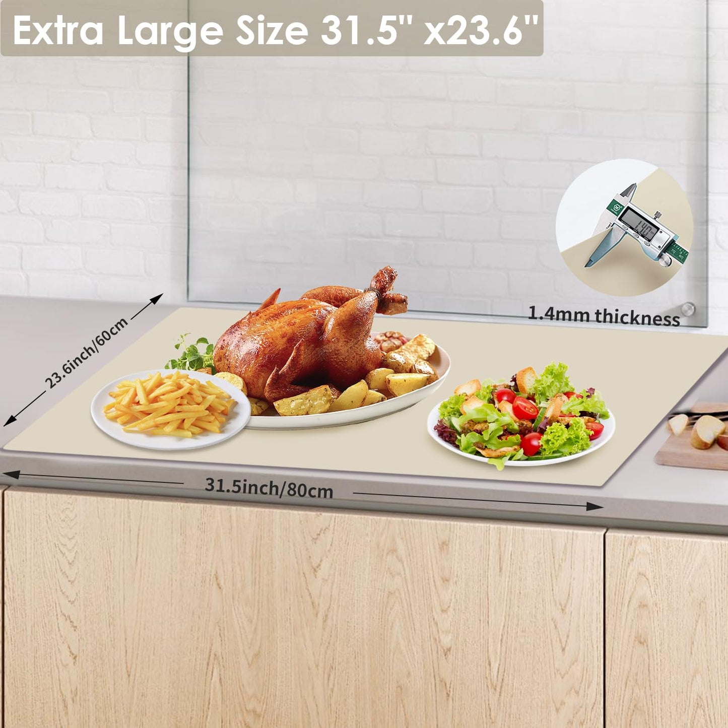 Extra Large Silicone Placemat, Food-Grade Flexible Silicone Mat Kids Non-Slip Dinner Placemat Waterproof Heat Insulation Counter