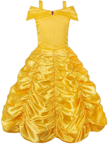 Jerrisapparel Princess Dress Off Shoulder Layered Costume For Little Girl (6 Years, Yellow With Accessories)