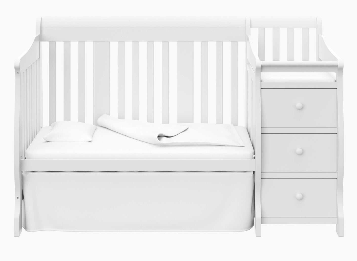 Storkcraft Portofino 5-In-1 Convertible Crib And Changer (White) - Changing-Table Combo With Drawer, Converts To Toddler Bed, Da