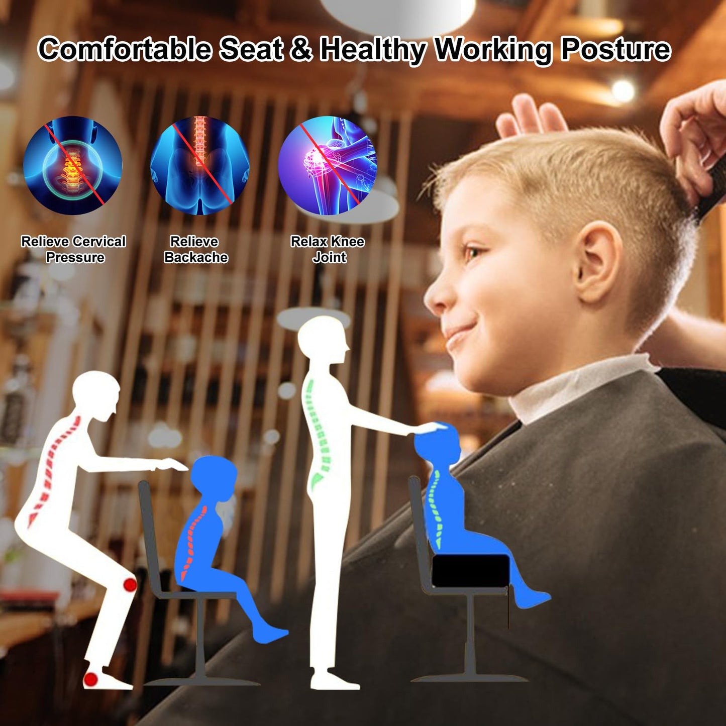 Totidyh Salon Booster Seat For Kids Hair Cutting, 18 X 13 X 6.7In Children Salon Chair Cushion With Handle, Barber Booster Seat