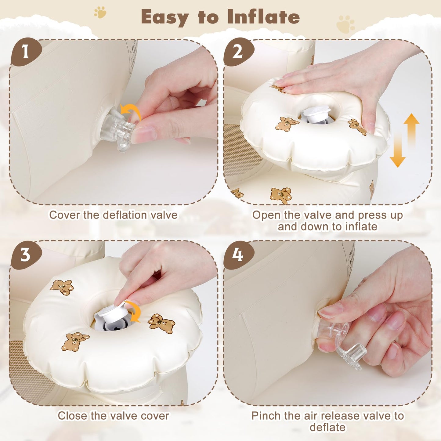 Welltop Inflatable Baby Seat With Tray, Inflatable Baby Chair For Babies 3 Months & Up, Blow Up Baby Chair For Entertaining, Inf