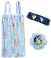 Jay Franco Bluey 3 Piece Spa & Bath Set - Includes Towel Wrap, Loofah & Spa Headband - Kids Bath & Shower Accessories