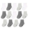 Fruit Of The Loom Baby 14-Pack Grow & Fit Flex Zones Cotton Stretch Socks - Unisex, Girls, Boys (2-4 Years, Grey)