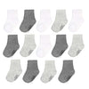 Fruit Of The Loom Baby 14-Pack Grow & Fit Flex Zones Cotton Stretch Socks - Unisex, Girls, Boys (0-6 Months, Grey)