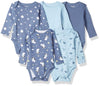 Hanes Baby Long Sleeve, Ultimate Flexy Bodysuits Boys & Girls, 5-Pack, Sky, 0-6 Months