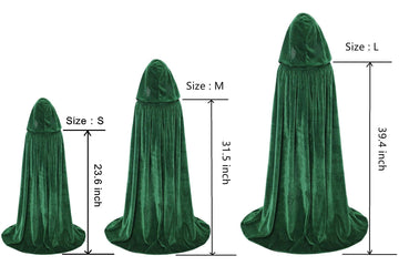 Makroyl Kids Velvet Cloak Cape With Hooded For Halloween Christmas Cosplay Costumes (Small, Green)