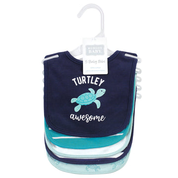 Hudson Baby Unisex Baby Cotton Bibs, Sea Turtle, One Size