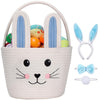 Magibag Easter Baskets for Kids Cute Bunny Egg Hunt Basket Bags with Bunny Ears Headband Bow Tie Tail Set (Blue)