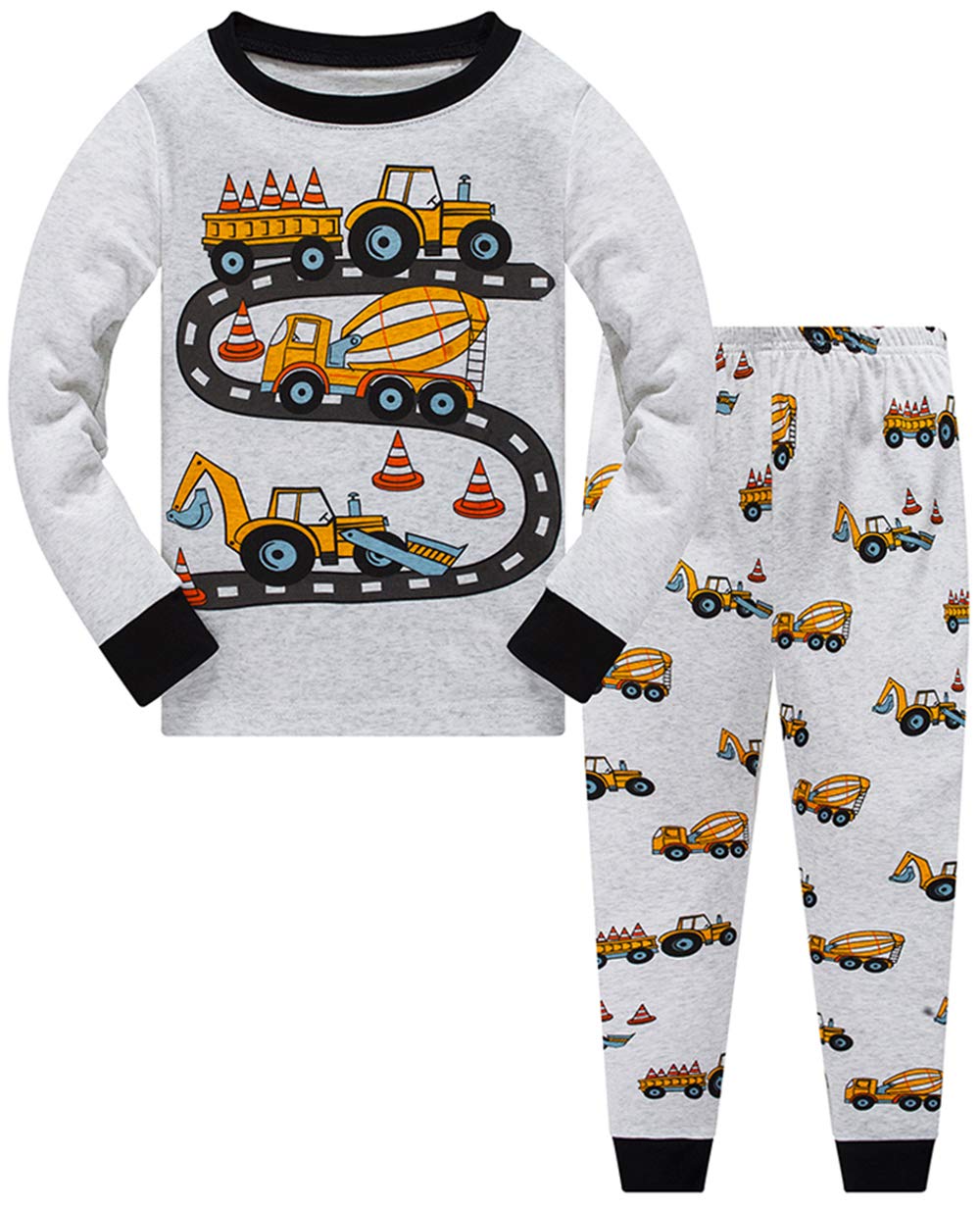 Little Boys Pajamas For Toddler Clothes Set Truck Sleepwear Long Sleeve 100% Cotton 2 Piece Kids Pjs(Truck-21 4T)