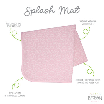 Bapronbaby Dino Friends Blush Splash Mat - Waterproof Catch-All For Under High Chairs, Floors, Tables, Playtime Or Arts & Crafts