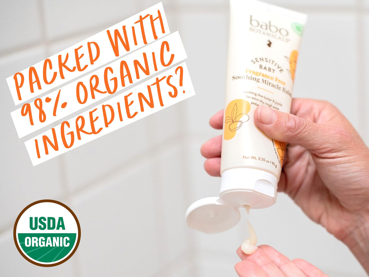 Babo Botanicals Sensitive Baby Fragrance-Free Soothing Miracle Balm - Usda Organic - All-Purpose Salve With Olive Oil & Shea But