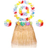 Abeillo 5 Pack Hawaiian Hula Grass Skirt, Hula Dancing Skirt With Flower Costume Accessory Hawaiian Hula Party Dress Up(Gold)