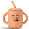 Fumiko Sippy Cups For Toddlers 1-3 - Adorable Personality Designs, Built-In Straw Lock, Easy-Grip Handles, (Fuzzy Orange)