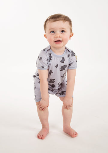 Janus 100% Merino Wool Baby Romper Short Sleeve Machine Washable Made In Norway (60 (4-6 Months), Blue)