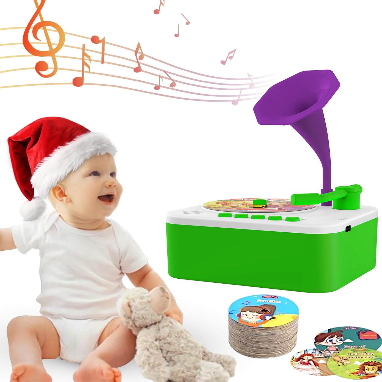 Retysaz Kids Phonograph with 96 Cards, Story Music Player Kids 3-6 Musical Sensory Toy boy Girl,Toddler Audio Pre-Kindergarten T
