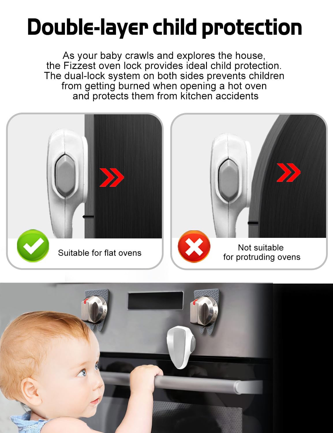 Stove Gas Knob Safety Covers,Oven Knob Covers For Child Safety,Baby Burners Proof Stove Knob Locks,Oven Door Baby Proofing (Grey