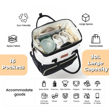 Rosegin Baby Diaper Bag Backpack With Changing Pad, Pacifier Case, For Boy Girl Toddler - Large, Stylish, Waterproof Travel Diap