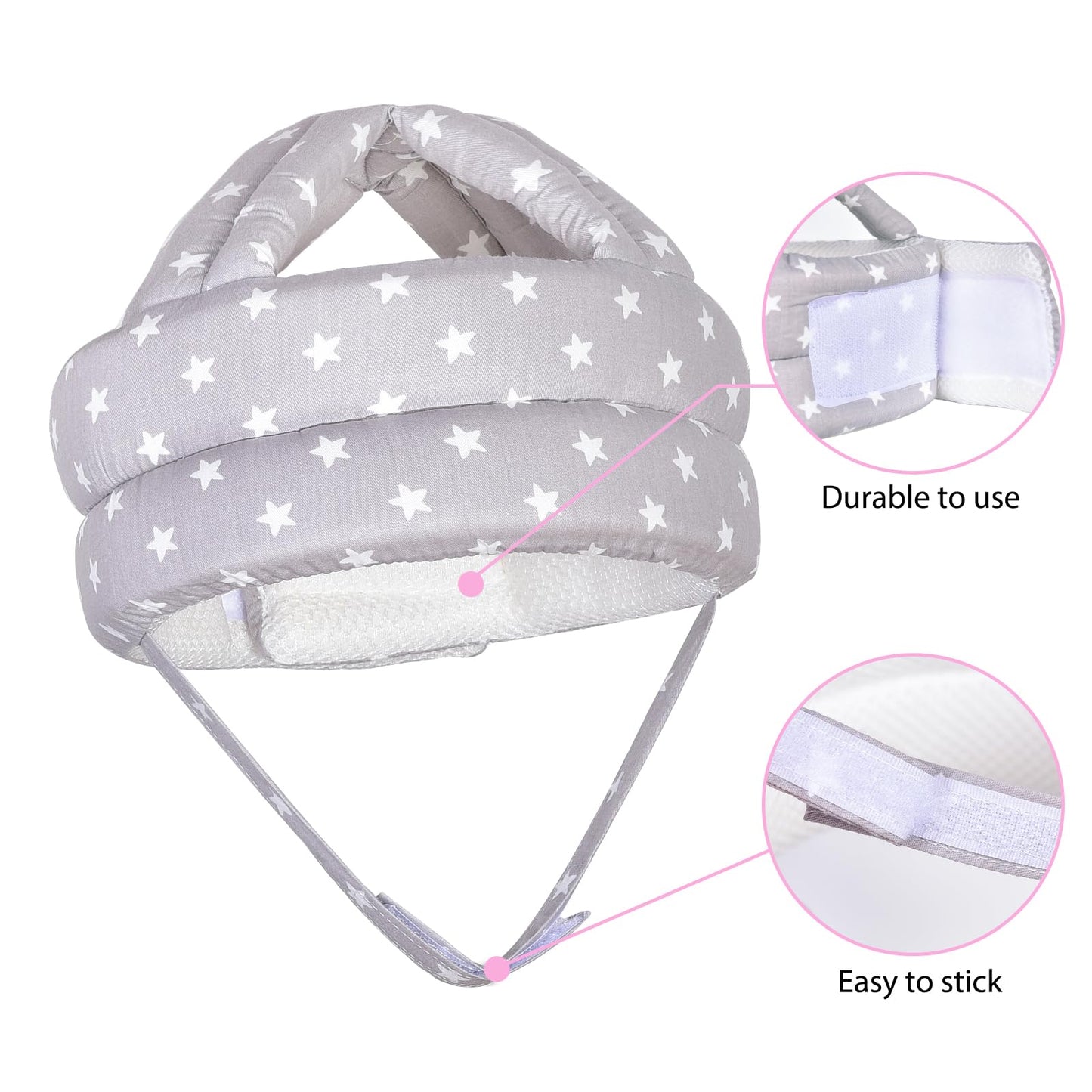Umtiti Baby Adjustable Helmet, Lightweight And Soft.Great For Baby Learning To Walk And Crawl.Gray Star