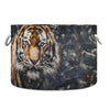 Canvas Storage Organizer Bin, Merry Christmas Tiger (2) Storage Basket Laundry Hamper with Handle for Clothes Playroom Decor, La